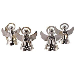Holiday Silverplate Angel Napkin Rings 2.5" set-4 stars doves Christmas Halo